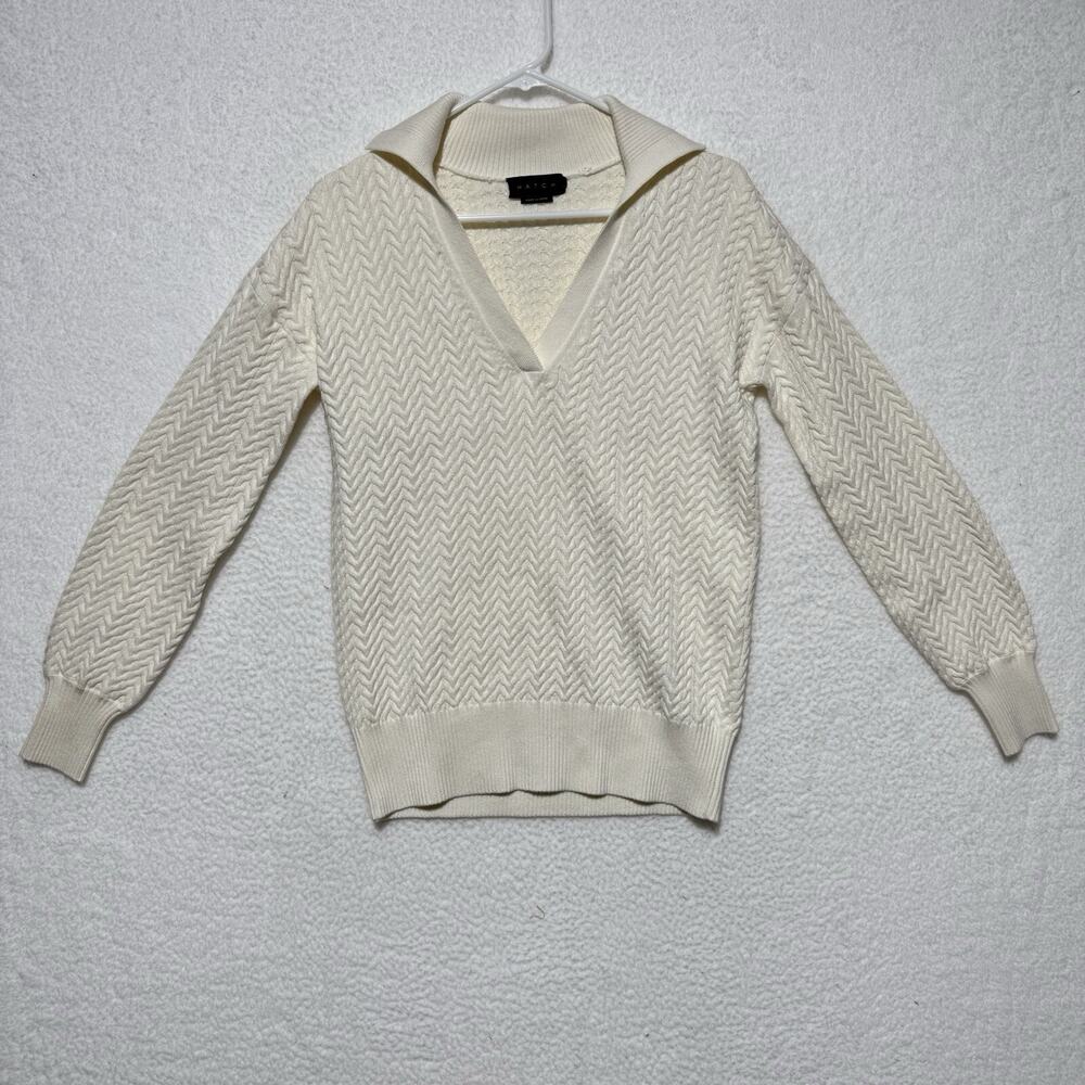 New HATCH The Luna Polo Cable Knit Sweater Ivory NWOT Maternity Small